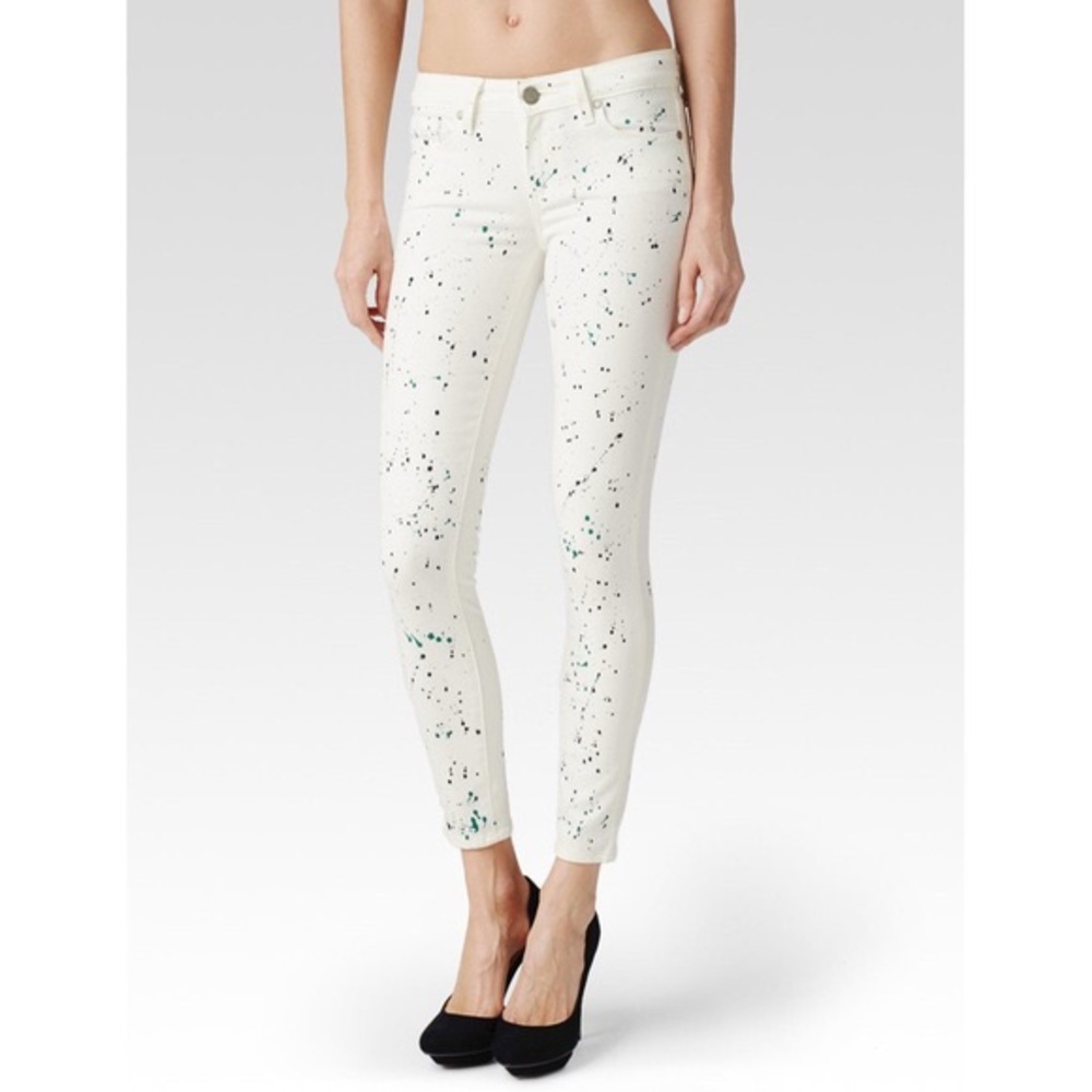 Paige Verdugo White Paint Splatter Skinny size 23